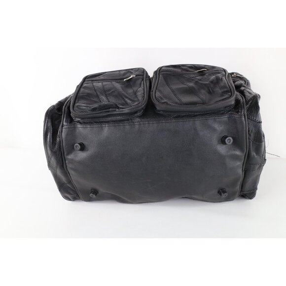 Vintage 90s Streetwear Distressed Genuine Buffalo Leather Duffel Bag Weekender - Picture 4 of 10